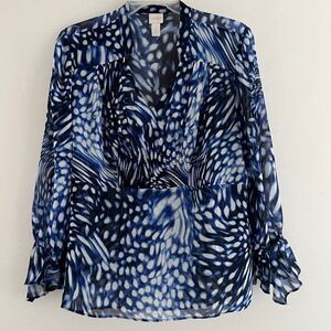 Chico’s woman blouse tunic long sleeve V neck size 2